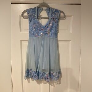 A Wish Come True “Only Human” Dance Costume – Light Blue Lace & Sequin Dress